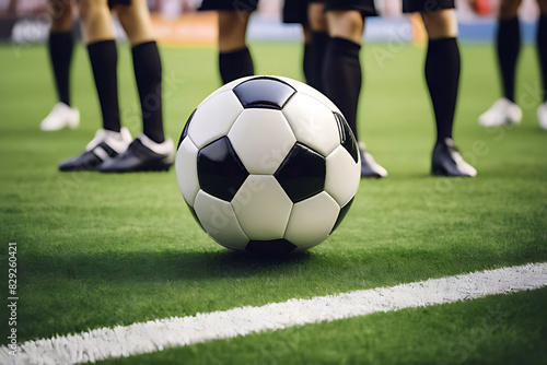 Close-up soccer ball on green grass, soccer sports and exercise concept. © unairakstudio