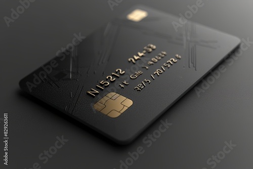 Elegant minimalist black credit card design with focus on chip detail