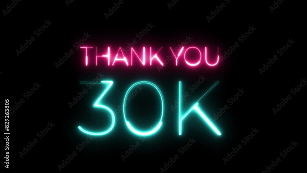 thank you 30k neon text animation thank you 30k neon text animation
