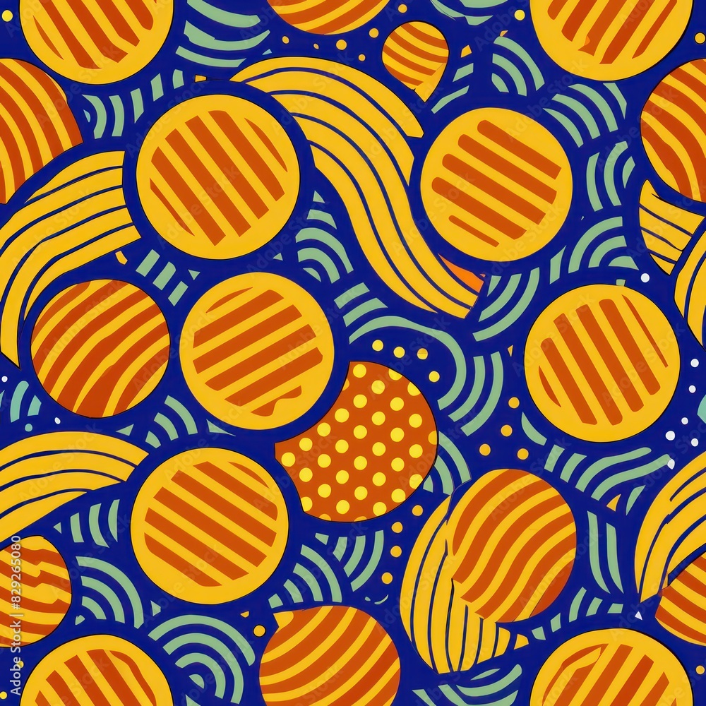Seamless pattern of rounded lines with abstract patterns and textures, creating a visually dynamic and engaging design, Generative AI Seamless pattern of rounded lines with abstract patterns and textures, creating a visually dynamic and engaging design, Generative AI