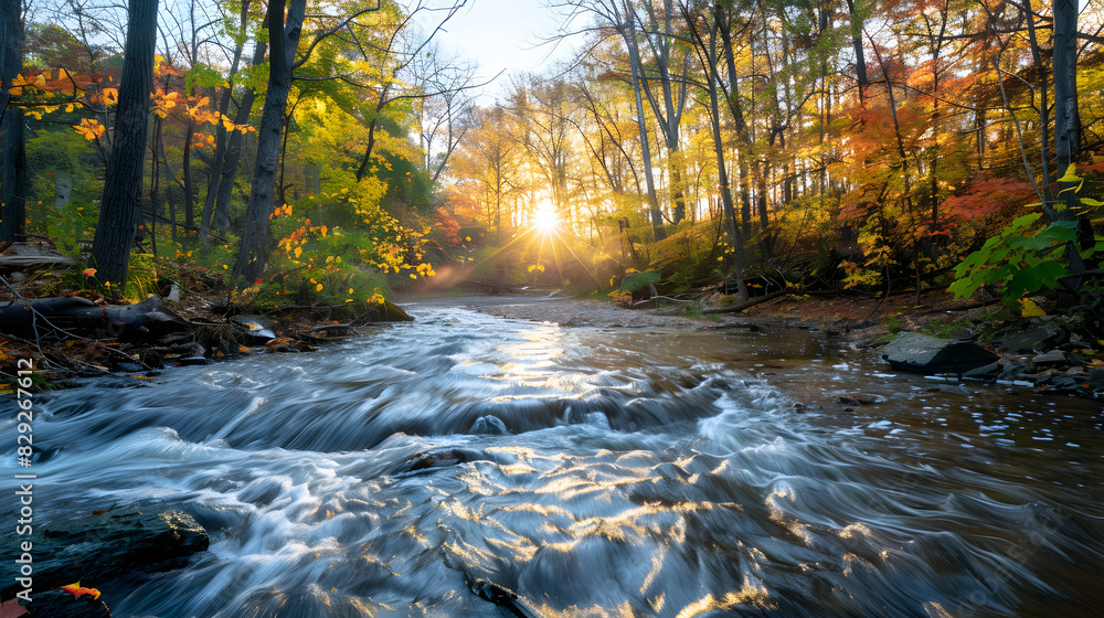 A river with a sun shining on it A river with a sun shining on it