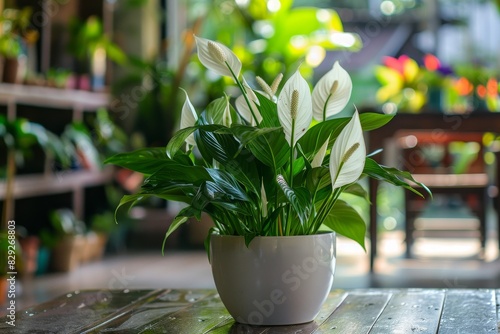 Peace lilies purify indoor air as house plants photo