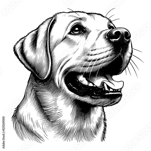 Hand drawn cute Labrador portrait, vector sketch isolated on transparent background.	