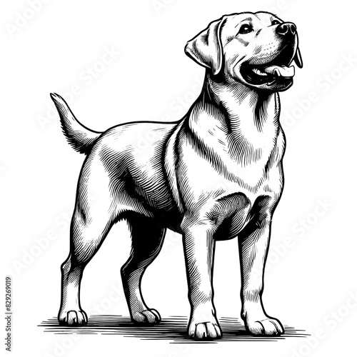 Hand drawn cute Labrador in full-body, vector sketch isolated on transparent background.	