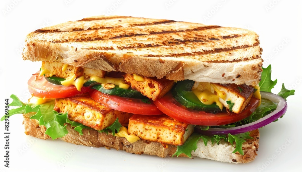 Plant based sandwich with tofu and veggies