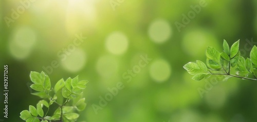 fresh and inviting ambiance with a bright green leaf bokeh background  ideal for adding a natural and lively touch to your designs.