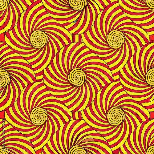 Seamless pattern of rounded lines with optical illusion effects like moiré patterns and spirals, adding a sense of movement and depth to your gift wrap, Generative AI 