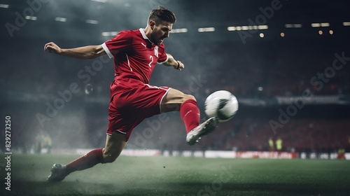 soccer player kicking ball