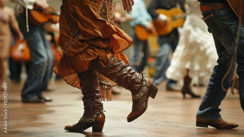 Swirling skirts and leather boots adorn the floor as couples move to the rhythm of the fiddle and guitar.