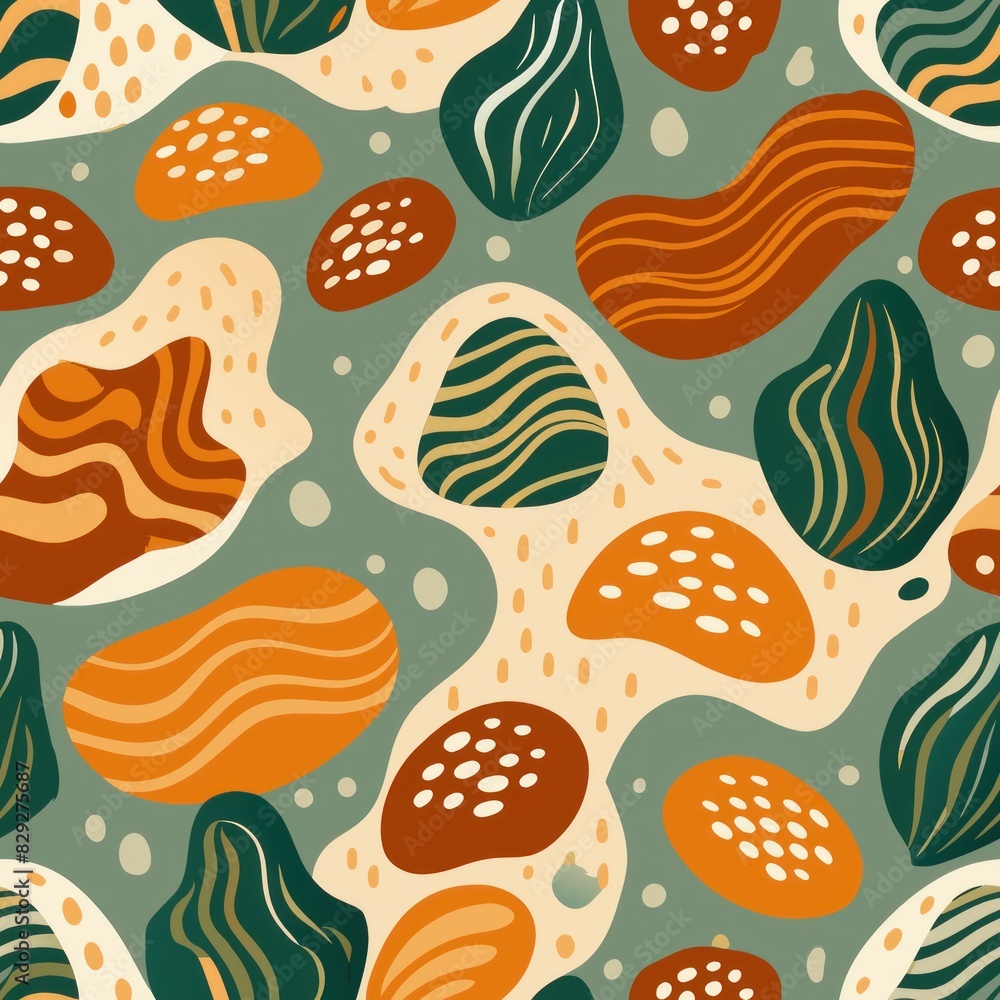 Seamless pattern of rounded lines with organic shapes and forms, evoking the beauty of natural landscapes, Generative AI Seamless pattern of rounded lines with organic shapes and forms, evoking the beauty of natural landscapes, Generative AI