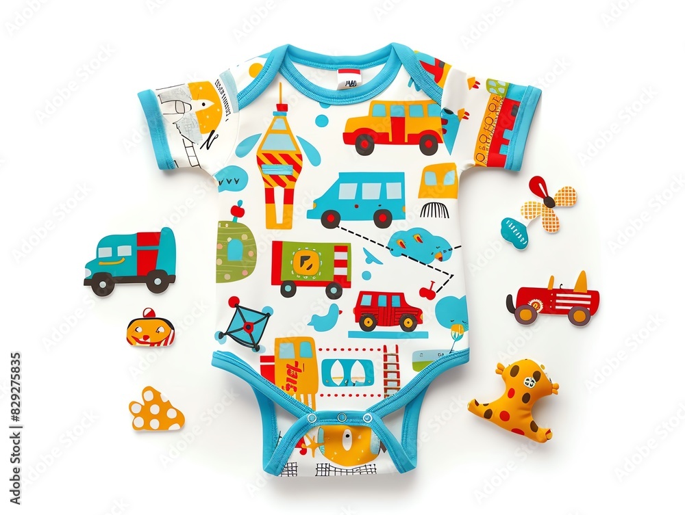 Baby bodysuit with a transportation theme Baby bodysuit with a transportation theme
