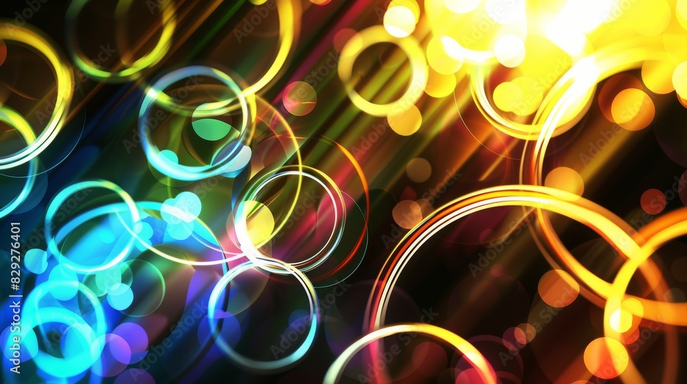 light effect background with neon circles and glowing lines light effect background with neon circles and glowing lines