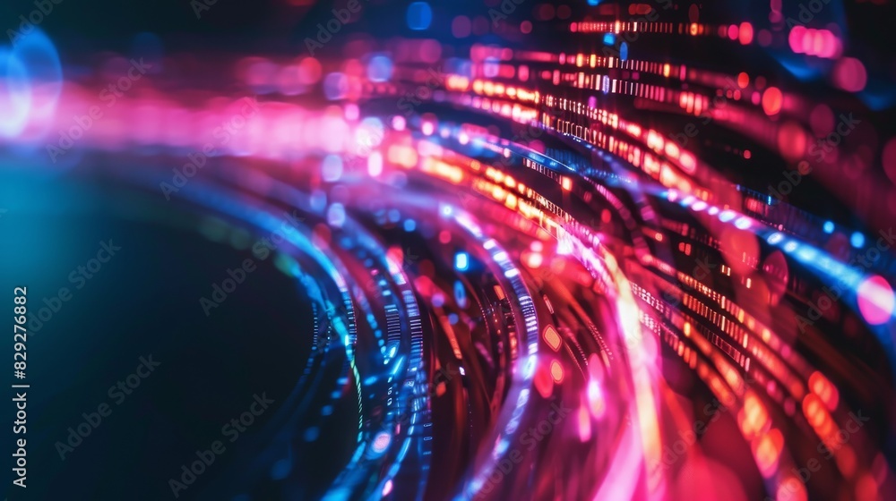 a close-up of a circuit board with glowing blue and red lights, representing technology, data processing, and electronic components. a close-up of a circuit board with glowing blue and red lights, representing technology, data processing, and electronic components.