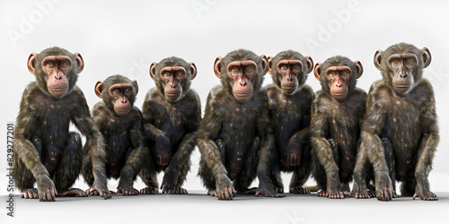 a group of monkeys on a white background. photo