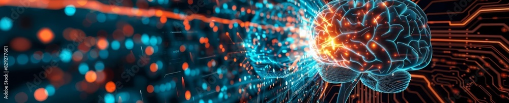 Abstract depiction of artificial intelligence and neural networks with vibrant lines of data connecting to a digital brain. Abstract depiction of artificial intelligence and neural networks with vibrant lines of data connecting to a digital brain.