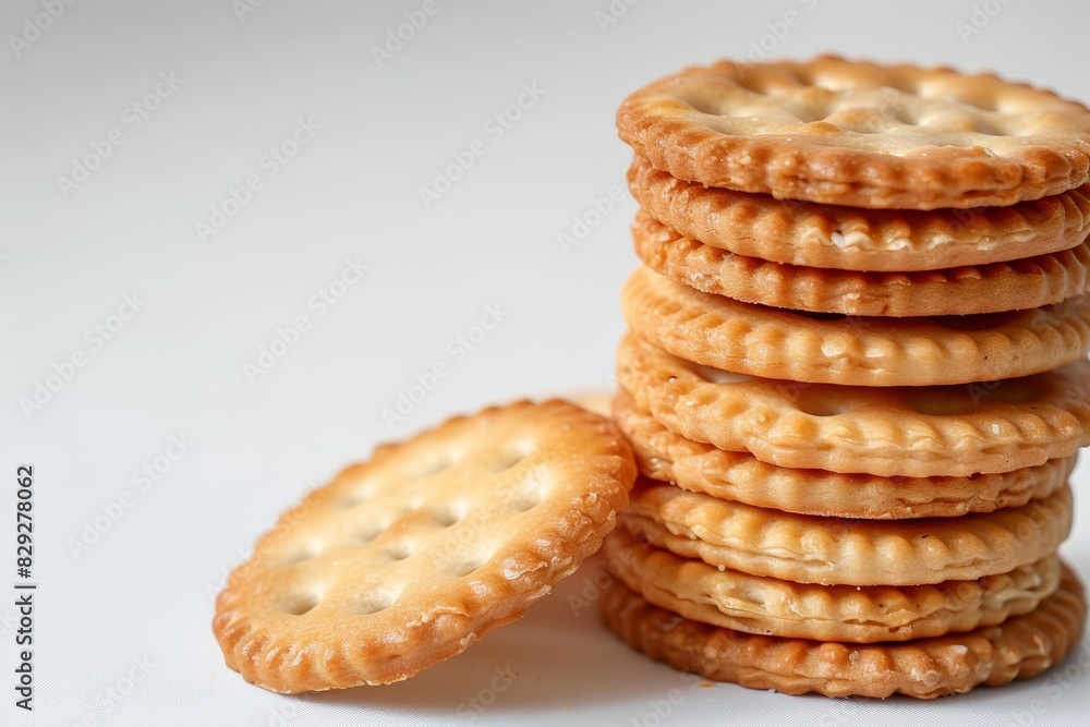 Round crackers isolated on white background dry cracker snacks Round crackers isolated on white background dry cracker snacks
