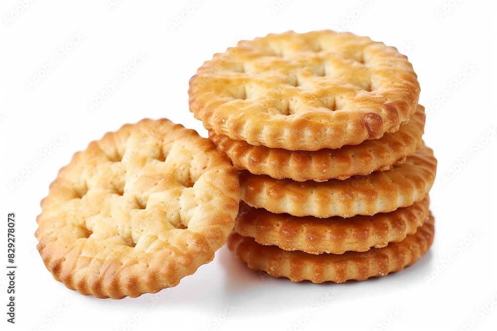 Round crackers on white background Round crackers on white background