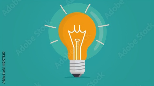 A graphic of a lightbulb in the center of a blue background. classic incandescent design with a visible filament. photo