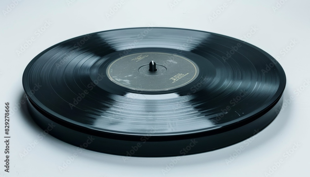 Single vinyl record on white backdrop Single vinyl record on white backdrop