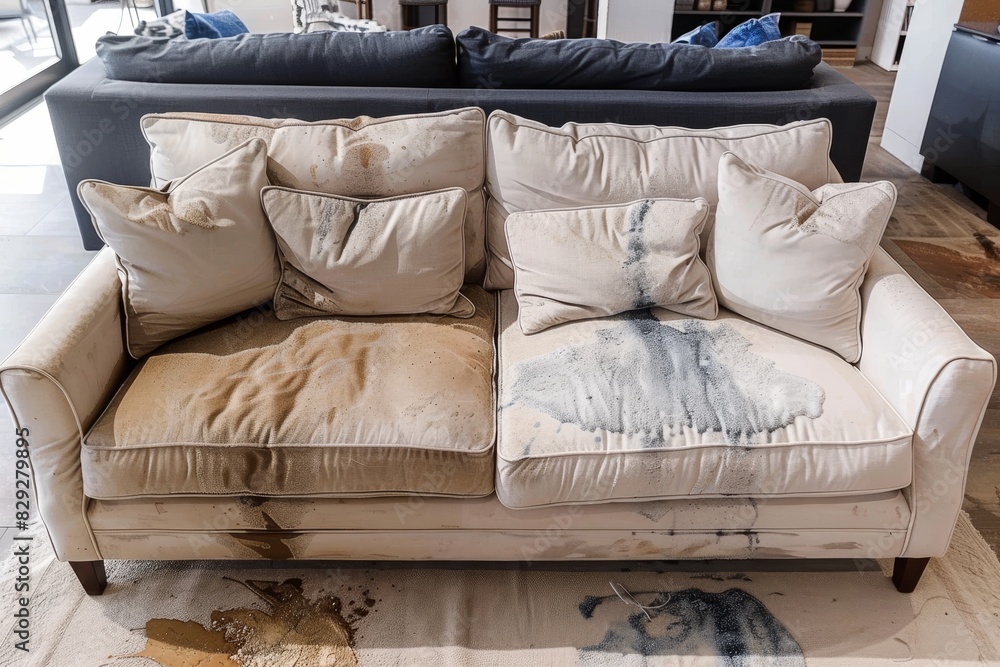 Obraz premium Sofa before and after cleaning