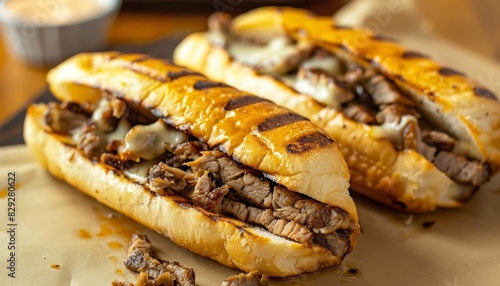 Wallpaper Mural Split grilled philly cheesesteak sandwich Torontodigital.ca