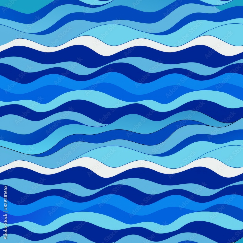 Seamless pattern of wavy lines in shades of blue, evoking the tranquility of ocean waves, Generative AI Seamless pattern of wavy lines in shades of blue, evoking the tranquility of ocean waves, Generative AI