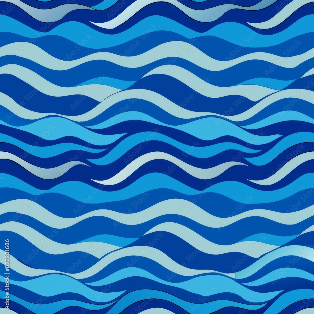 Seamless pattern of wavy lines in shades of blue, evoking the tranquility of ocean waves, Generative AI Seamless pattern of wavy lines in shades of blue, evoking the tranquility of ocean waves, Generative AI