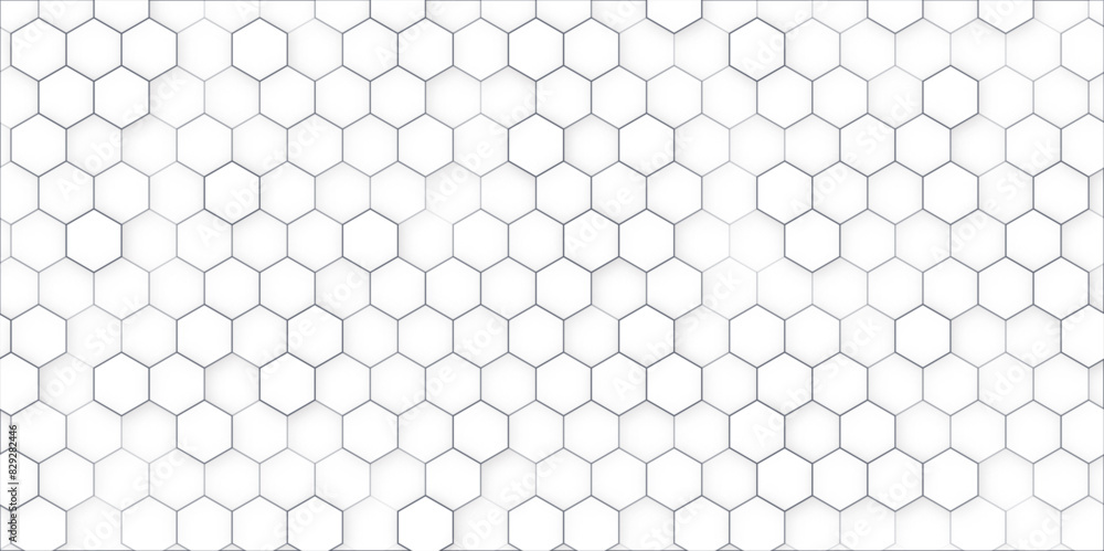 Geometric abstract background with white hexagon pattern. Hexagon structure on the gray background. Black and white hexagon honeycomb seamless pattern Geometric abstract background with white hexagon pattern. Hexagon structure on the gray background. Black and white hexagon honeycomb seamless pattern