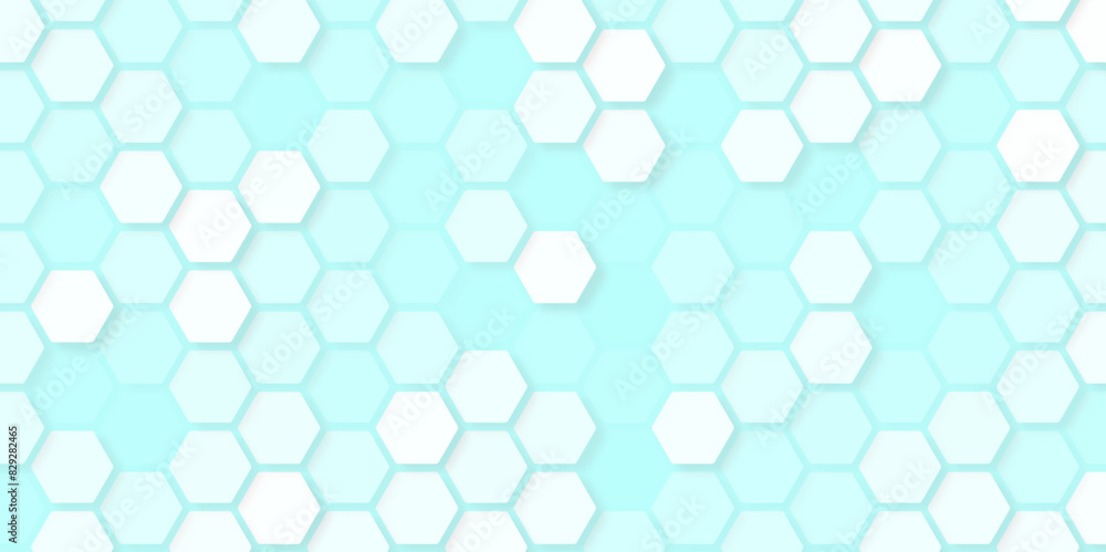 Geometric abstract background with blue and white hexagon pattern. Hexagon structure on the blue background. Geometric abstract background with blue and white hexagon pattern. Hexagon structure on the blue background.