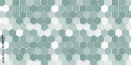 Geometric abstract background light green and white hexagon pattern. Light green and white hexagon honeycomb seamless pattern. Vector illustration.