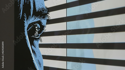 Watching history unfold The reflection of a dramatic stock market crash seen in the eye of a stoic business leader, symbolizing leadership amidst financial chaos