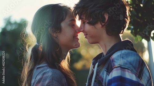 First Kiss of Young Lovers - Teenage Romance, Innocent Love, 4K Wallpaper
