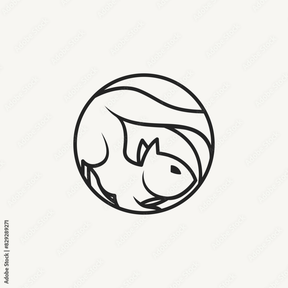 squirrel vector logo design with line art style 2 squirrel vector logo design with line art style 2