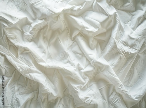 Top view of wrinkled white bed sheet after sleeping Pattern for flag creation using map method