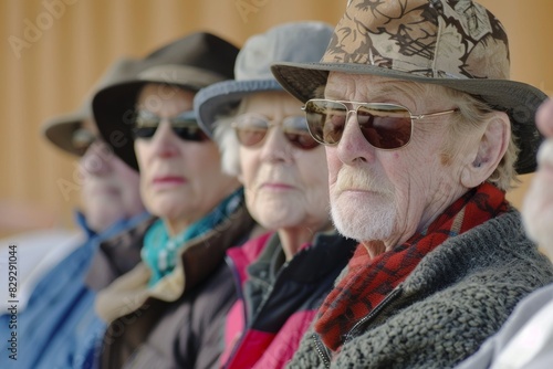 Old people at the annual event for the protection of human rights.