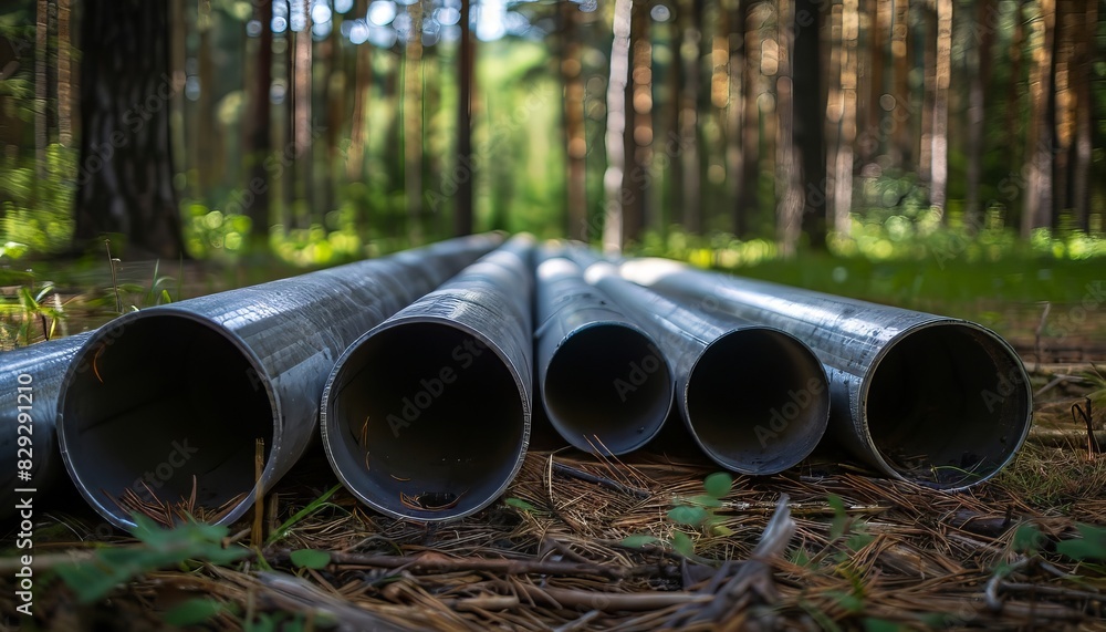 Alumunium Pipes Sewage Installation in The Middle Of Forest Alumunium Pipes Sewage Installation in The Middle Of Forest