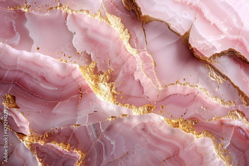 Stunning abstract design featuring elegant pink marble with shimmering gold veins, creating a luxurious and sophisticated texture.