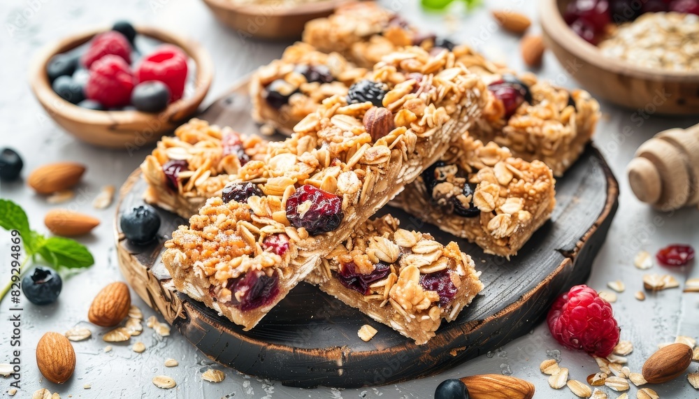 Vegan protein bars with oats nuts and fruit a healthy granola energy snack Vegan protein bars with oats nuts and fruit a healthy granola energy snack