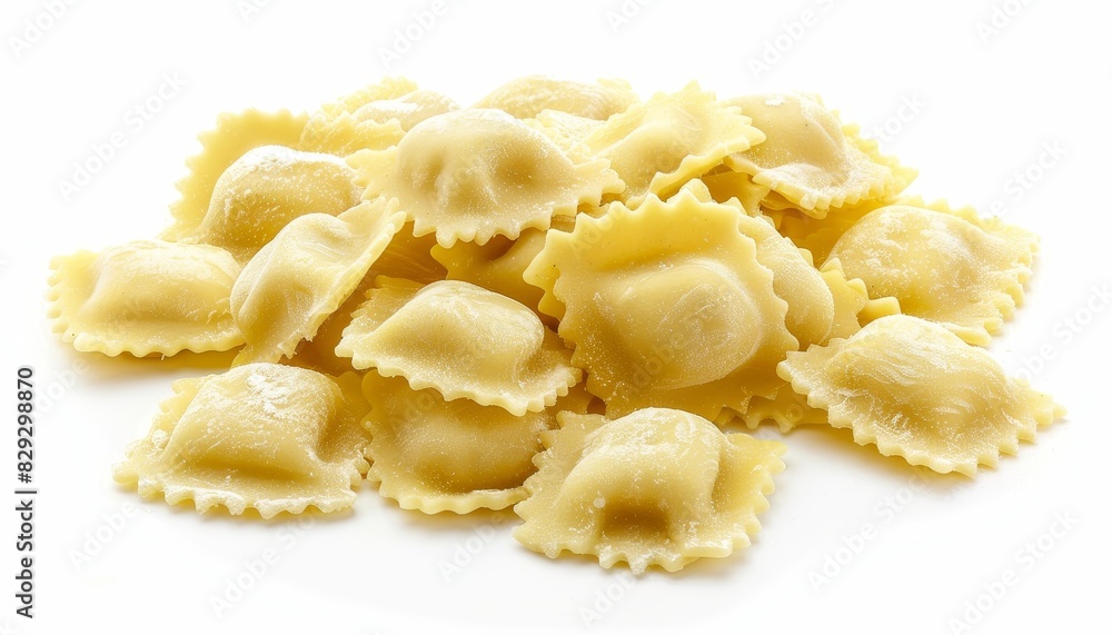 White background with ravioli pasta White background with ravioli pasta