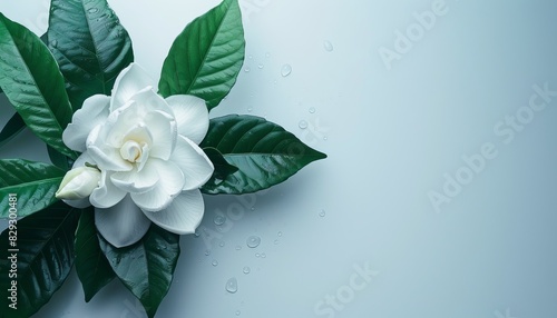 White gardenia closeup on white background photo