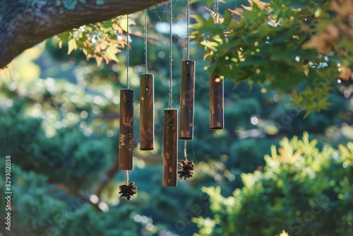 Wind moving chimes photo