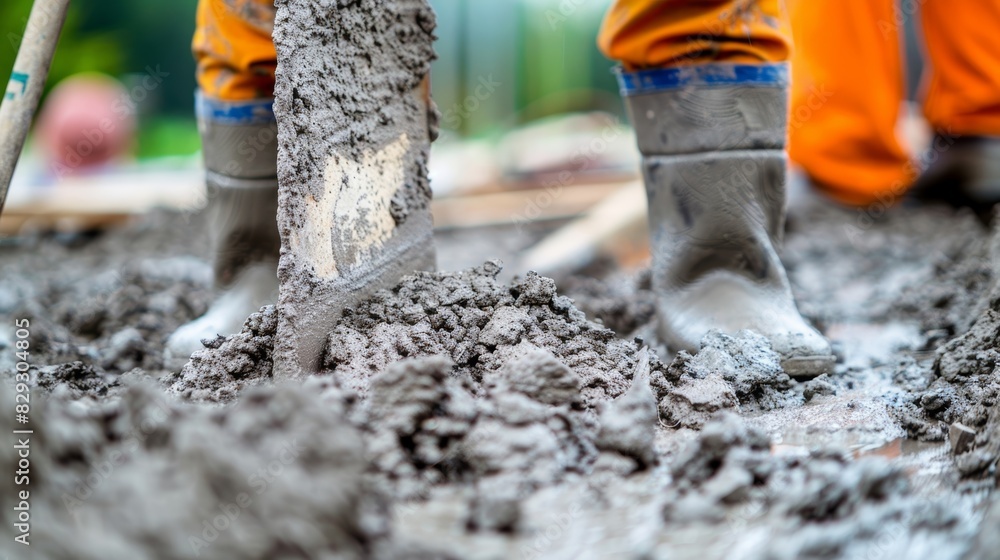 Naklejka premium A team of technicians carefully record and analyze the results of each concrete mix.