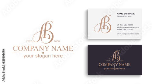AB logo. BA letter logo template elements. personal monogram. Vector elegant logo. letter AB logo design