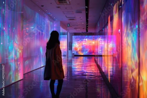HighTech Art Gallery A Futuristic Exhibit of Interactive Holography and Soft Daylight Illumination