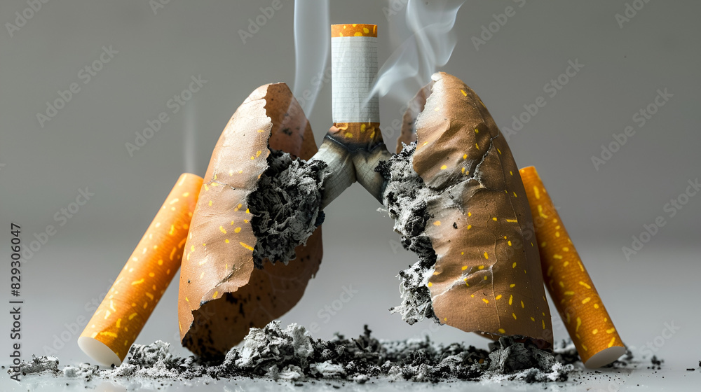 A smokers lungs are spoiled sick from the tobacco smoke of cigarettes ,generative ai
