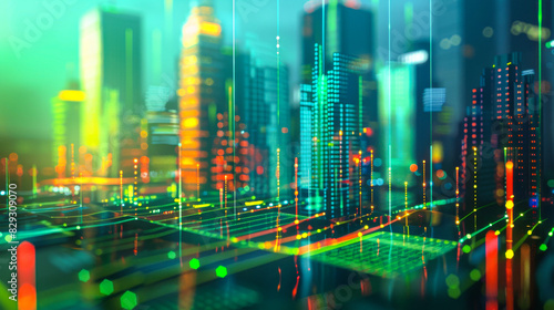 Futuristic Cityscape with Vibrant Neon Lights and Advanced Technology