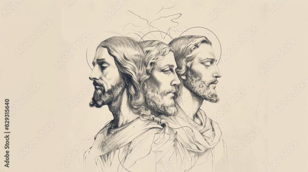 Fototapeta premium Trinity Symbolism: Divine Unity, Biblical Illustration of Oneness, Ideal for Inspirational Use