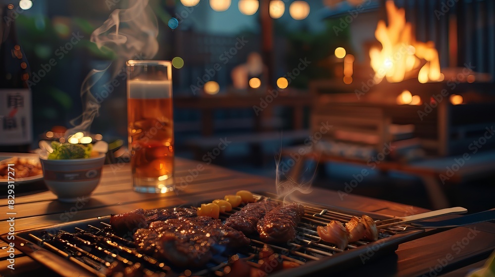 drink and food on the table at night drink and food on the table at night