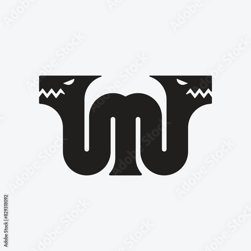 Letter M Twin Head Dragon