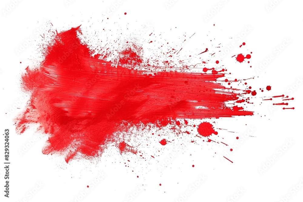 Isolated red spray stain in the form of a line drawing symbol. Generative Ai